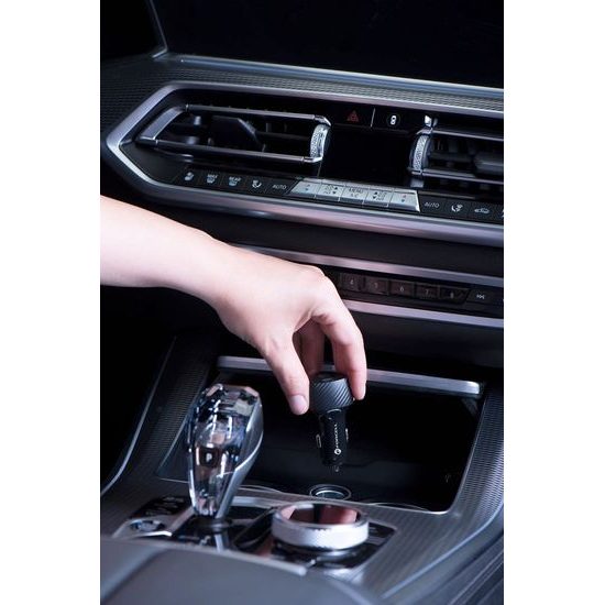 Nabíjačka do auta typ C 3.0 PD20W + typ C 3.0 PD20W čierna (spolu 40W) - FORCELL CARBON