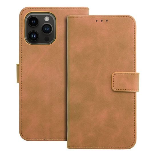 Puzdro / obal na Apple iPhone 14 Pro Max hnedé - kniha Forcell Tender