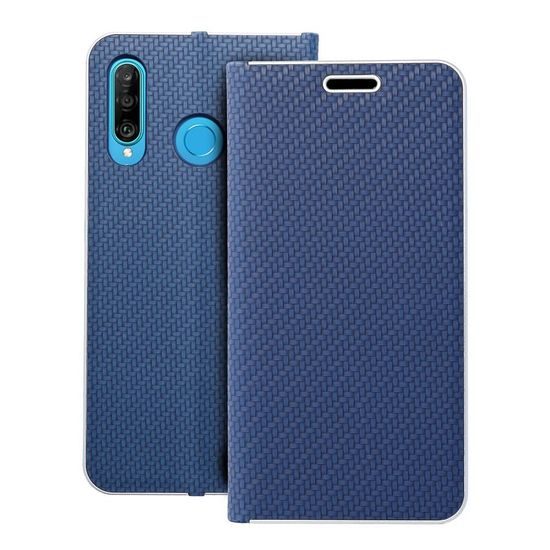 Pouzdro / obal na Huawei P30 Lite modré - knížkové Forcell LUNA Carbon
