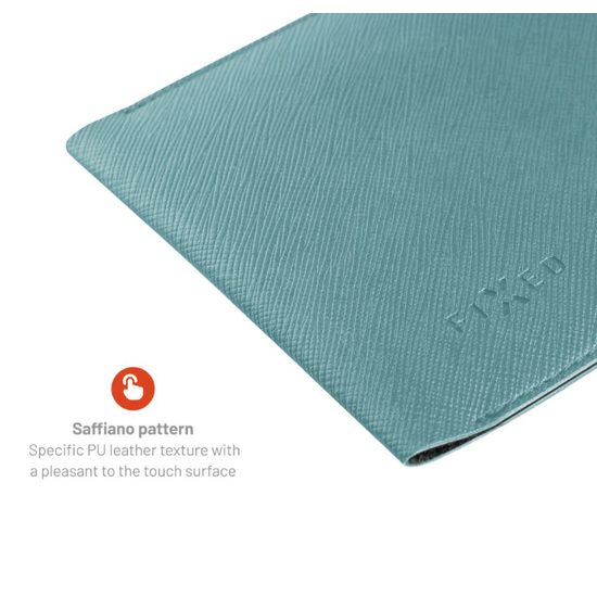 Taštička přes rameno s kapsou FIXED Verona s černou šňůrkou pro mobilní telefony do 7", světle tyrkysová