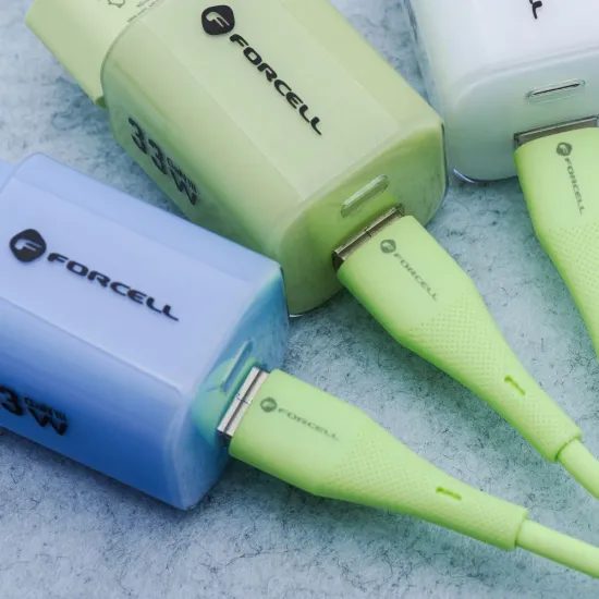 Silikonový kabel USB C / USB C QC4.0 PD 3A 60W 1m zelený - Forcell F-Energy