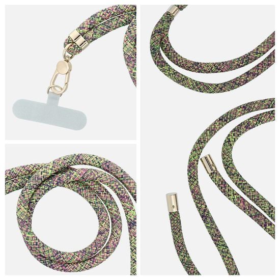 Přívěšek k telefonu na krk s nastavitelnou délkou 165 cm šedo-zeleno-růžový - SWING