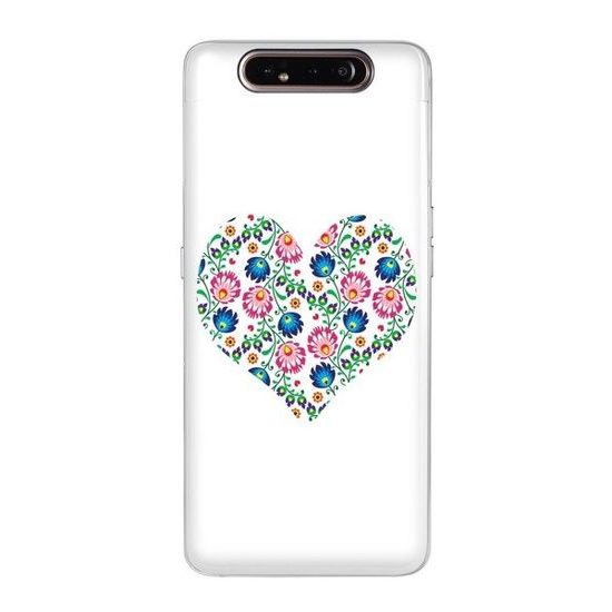 Obal / kryt na Samsung Galaxy A80 bílý - Srdce