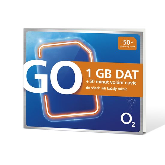 SIM karta O2 1GB dat + 50Kč kredit