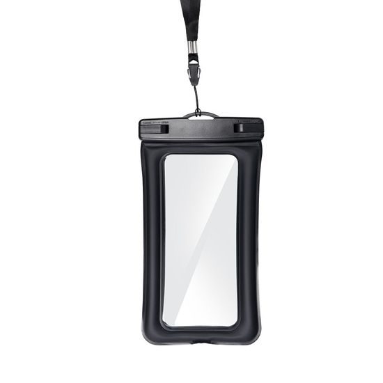 Voděodolná taška na mobilní telefon s plastovým zavíráním - černý