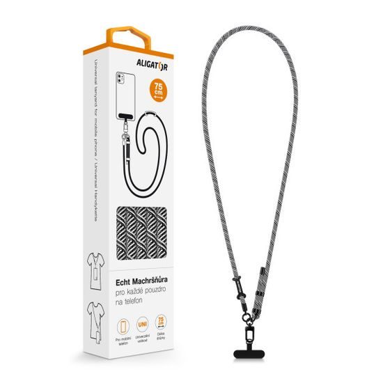 Echt Machršnůra pro mobilní telefony, černá / bílá - Aligator