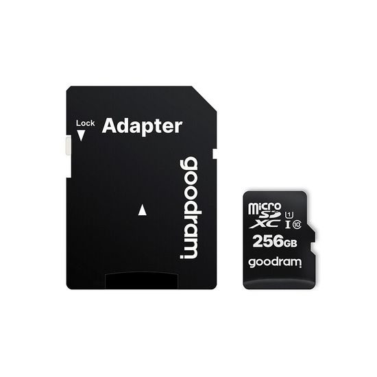 Paměťová karty microSD, SD 256GB, 100MB/s s adaptérem, černá - Goodram