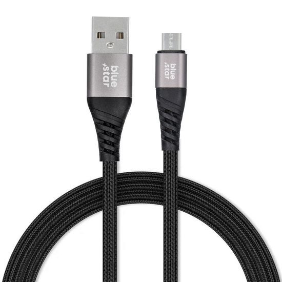 Datový kabel Micro USB kabel 1,2m opletený černý - BLUE STAR