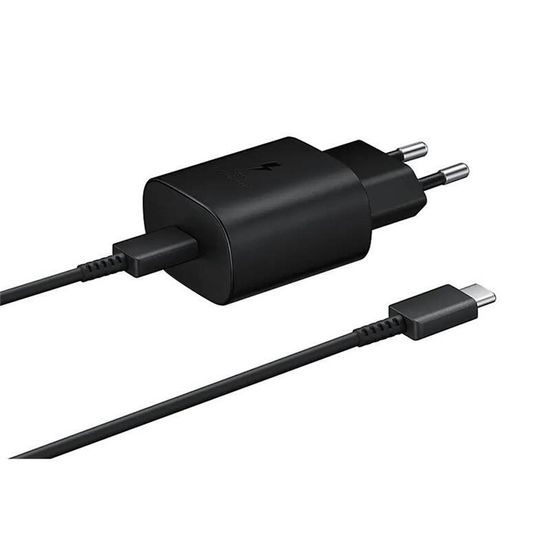 Samsung 25W Cestovní nabíječka + USB-C/USB-C Datový Kabel černý