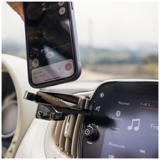 Kompaktní univerzální držák FIXED Gravity (2nd. gen) s uchycením do mřížky ventilace, space gray