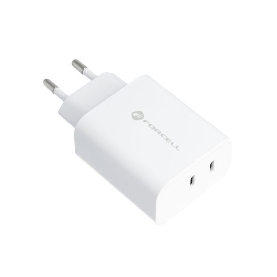 Cestovní nabíječka 2x USB-C 3A 35W PD a Quick Charge 4.0 bílá - Forcell