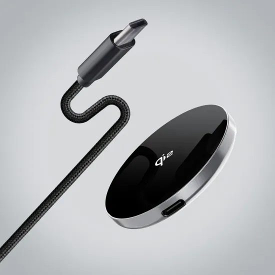 Bezdrátová nabíječka USB C Qi2 15W podpora MagSafe + kabel 1,5 m stříbrná - Forcell