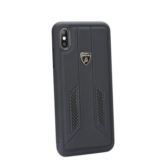 Obal / kryt na Apple iPhone X / XS čierne - Originálny zadný kryt Carbon Lamborghini Huracan