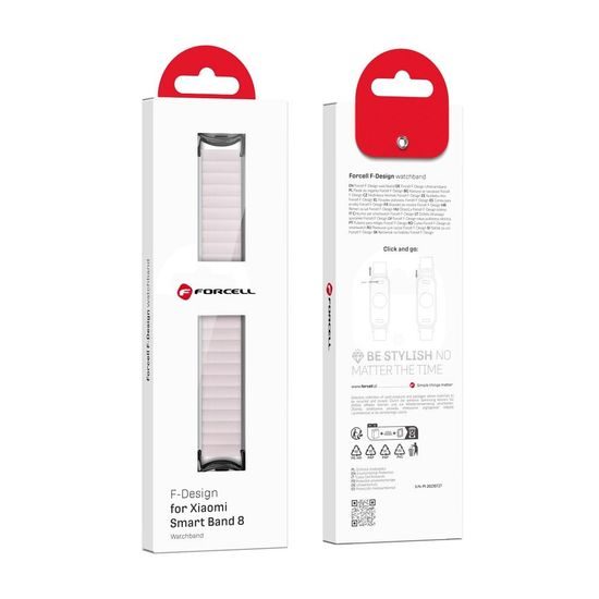 Řemínek na Xiaomi Mi Band 8 růžovo - šedý vroubkovaný FORCELL