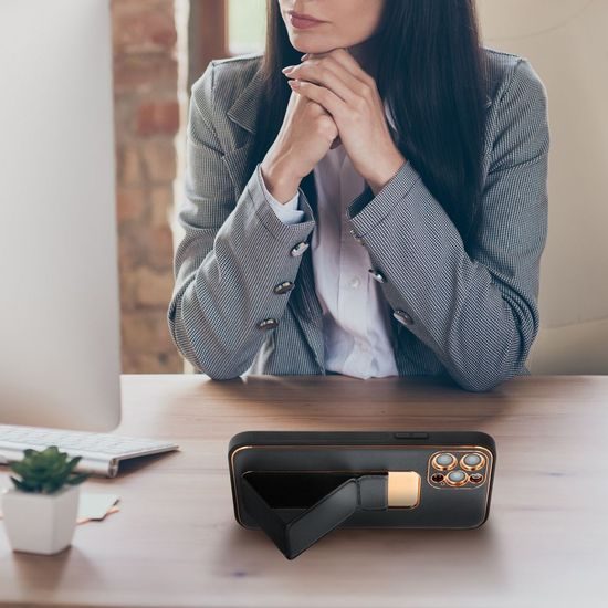 Obal / kryt na Samsung Glalaxy S24 FE černý - LEATHER Kickstand