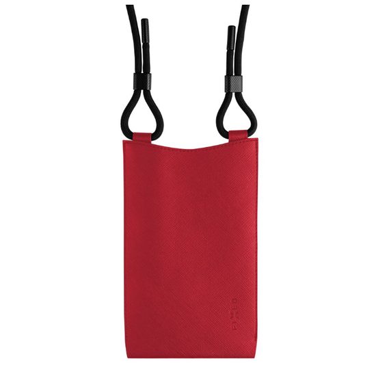 Taštička přes rameno s kapsou FIXED Verona s černou šňůrkou pro mobilní telefony do 7", červená