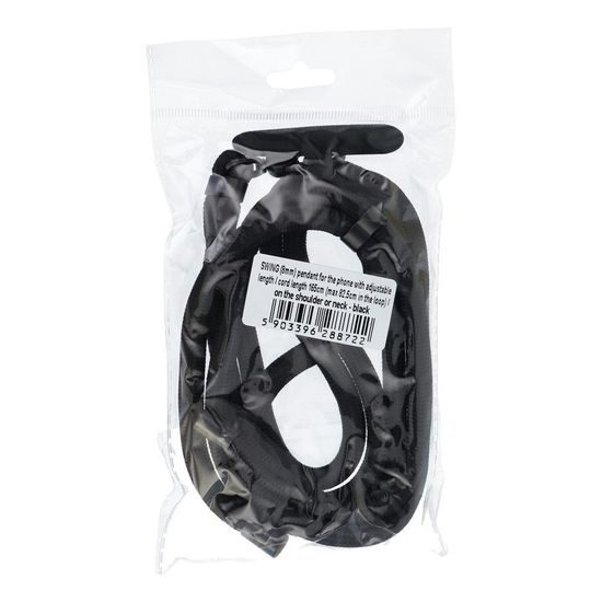 Přívěšek k telefonu na krk s nastavitelnou délkou 165 cm černý- SWING