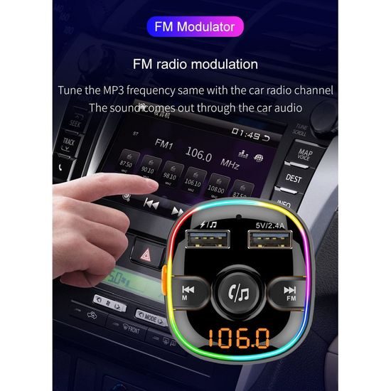 Transmiter FM MP3 bluetooth 5.0 + čtečka karet TF + 2xUSB QC3.0 BC52L