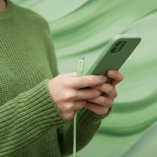 Nabíjecí / datový kabel USB-C - Lightning 1m zelený - Forcell F-Energy PD 3A 27W Silicone C346