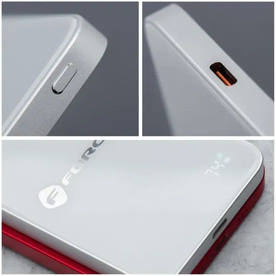 Tenká powerbanka Forcell F-Energy Super Slim F5k8 s MagSafe PD3.0 QC4.0 15W 5000mAh - bílá