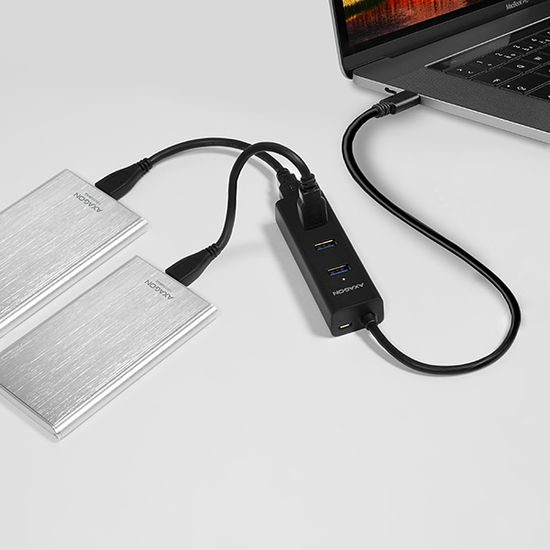 Redukce/ rozbočovač AXAGON HUE-S2C,Type-C 4x USB3.0 CHARGING hub, microUSB nap. konektor