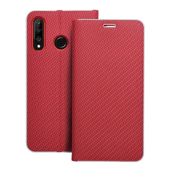 Pouzdro / obal na Huawei P30 Lite červené - knížkové Luna Book Carbon