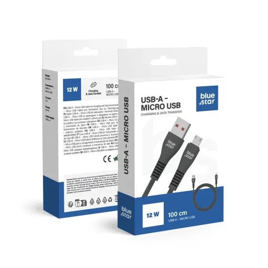Nabíjecí kabel USB A / Micro USB 2A 12W černý 1m - Bluestar