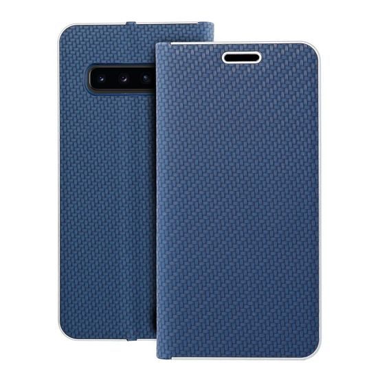 Puzdro / obal pre Samsung Galaxy S10 modré - kniha Forcell LUNA Carbon