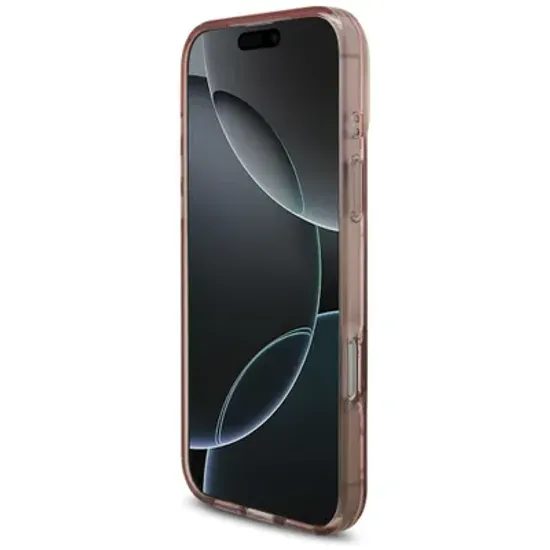 Obal / kryt na Apple iPhone 17 Pro Max MagSfe růžový - Flowers with Pearl Strap GUESS