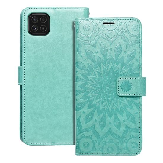 Puzdro / obal na Samsung Galaxy A22 5G zelené mandala - kniha Forcell MEZZO