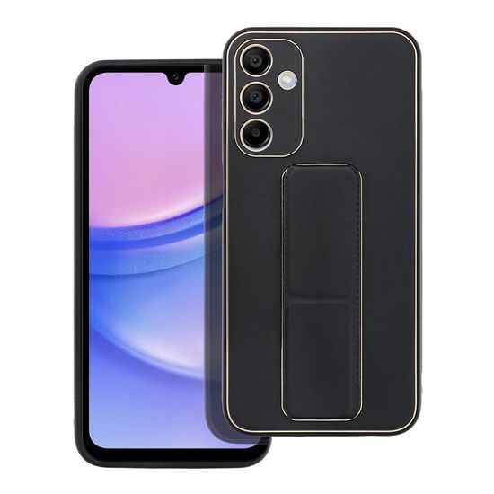 Obal / kryt na Samsung Galaxy A15 5G černý - LEATHER Case Kickstand