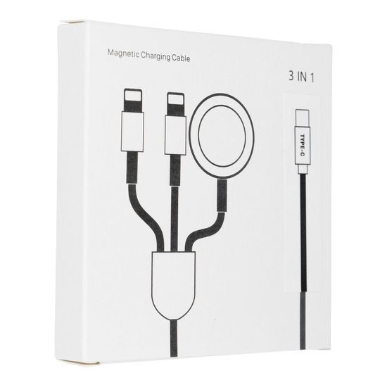 Kabel 3v1 USB Typ-C / Lightning 8-pin / Apple Watch - USB Typ-C - bílý