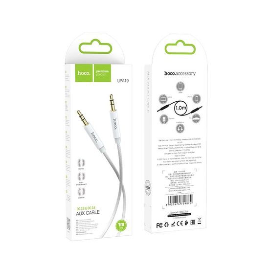 Kábel 3,5 mm audio na jack 3,5 mm UPA19 1 m strieborný - HOCO