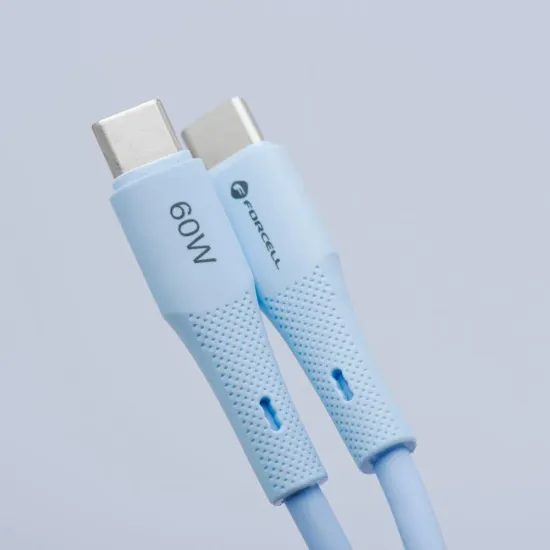 Silikonový kabel USB C to USB C 5A 100W 1m modrý - Forcell