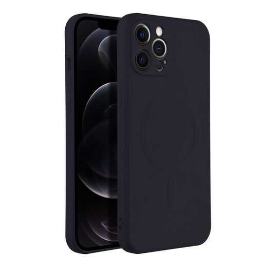 Obal / kryt pre Apple iPhone 12 PRO MAX čierny Sillicon Mag Cover
