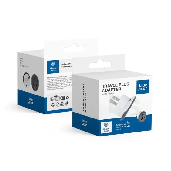 Cestovní adaptér USA (Type A) 10A bílý - Blue Star