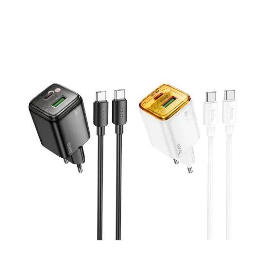 Nabíječka USB-A+USB-C QC3.0 PD 20W s kabelem USB-C/USB-C - HOCO