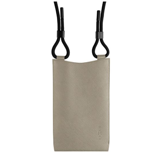 Taštička přes rameno s kapsou FIXED Verona s černou šňůrkou pro mobilní telefony do 7", krémová