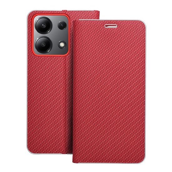 Pouzdro / obal na Xiaomi Redmi Note 13 4G červené - knížkové LUNA Book Carbon