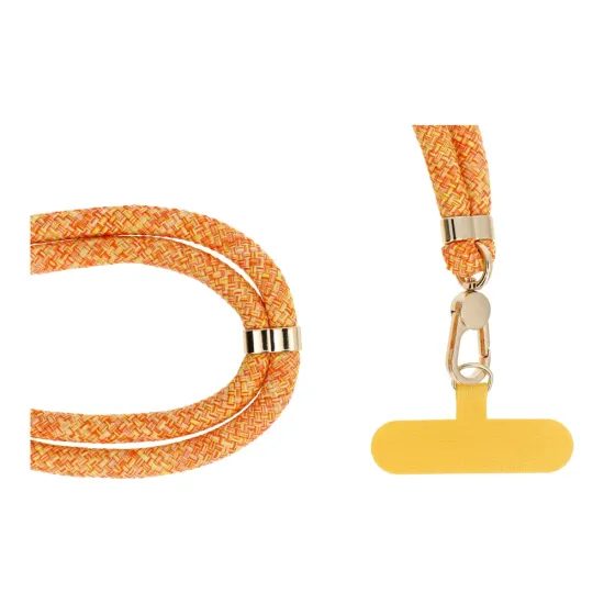 Přívěšek SWING na telefon s nastavitelnou délkou / délka šňůrky 165cm (max 82,5cm ve smyčce) / na rameno nebo krk - oranžovo bílý
