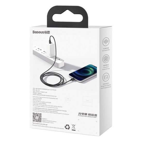 Kabel USB-C Apple Lightning 20W / 2m / černý - BASEUS