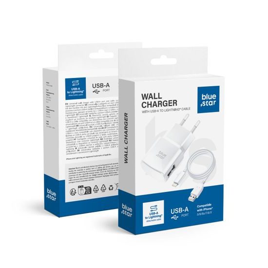 Síťová nabíječka 1A 5W + kabel Lightning - Blue Star
