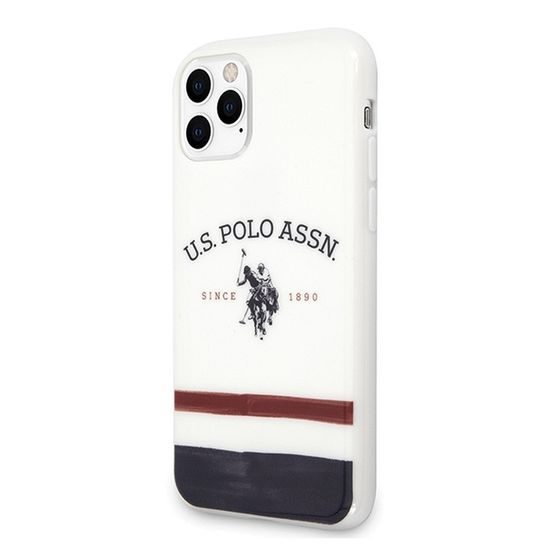 Obal / kryt na Apple iPhone 11 Pro Max biely - Originálne puzdro s čelným krytom US POLO
