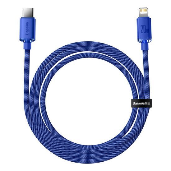 Nabíjecí / datový kabel USB-C - Lightning 20W 1,2m modrý - Baseus CAJY000203 Crystal Shine Series