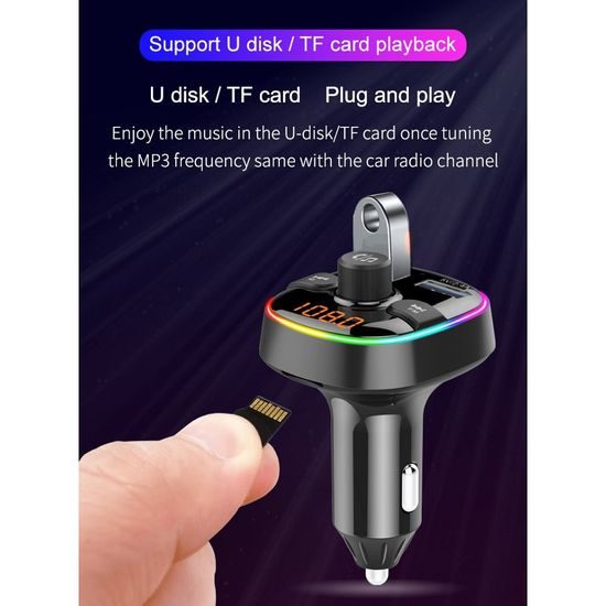 Transmiter FM MP3 bluetooth 5.0 + čtečka karet TF + 2xUSB QC3.0 BC52L