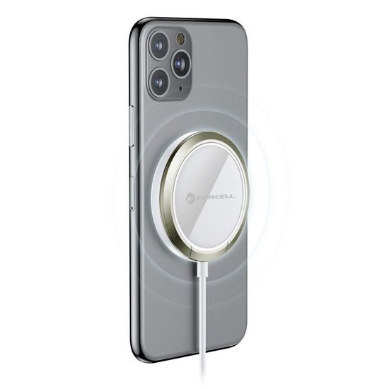 PowerPod bezdrátová nabíječka s kruhem/podstavcem bílá - FORCELL F-ENERGY