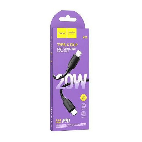 Nabíjecí kabel Lightning / USB-C PD 2,4A 20W X96 1 m černý - Hoco