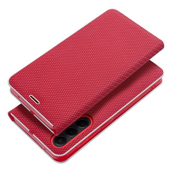 Pouzdro / obal na Xiaomi Redmi Note 13 4G červené - knížkové LUNA Book Carbon