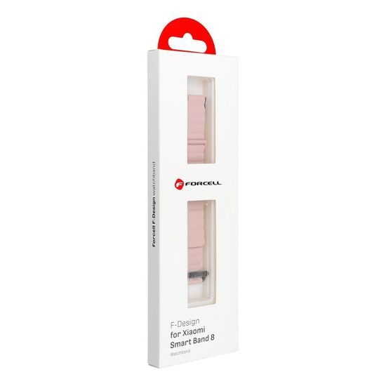 Řemínek na Xiaomi Mi Band 8 růžovo - šedý vroubkovaný FORCELL