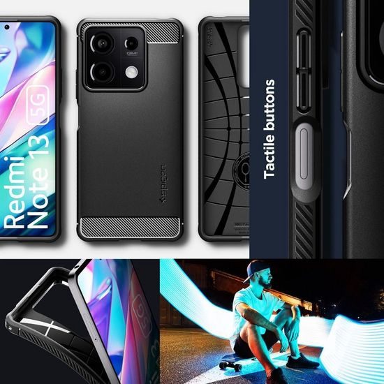 Obal / kryt na Xiaomi Redmi NOTE 13 5G čierny - SPIGEN Rugged Armor Case